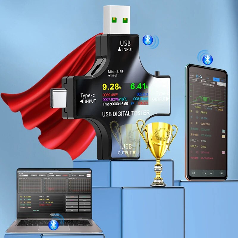 Testador usb dc tipo-c pd volt - Power Supply Tester avaliação e preço